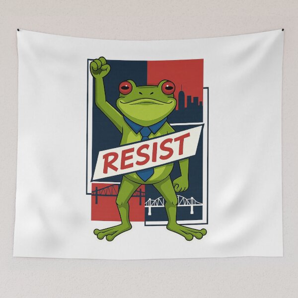 Item preview, Portland Frog Protest RESIST - Anti-Fascist Funny Frog Tee designed and sold by EchoPrint Co..