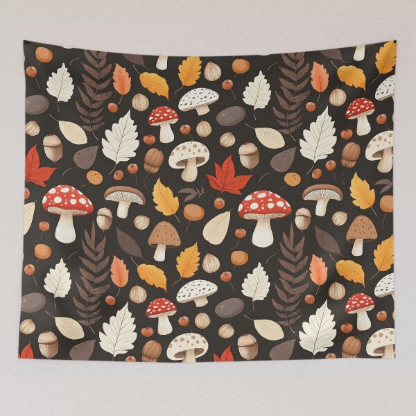 Item preview, Cottagecore Autumn Vintage Mushrooms Botanical Pattern designed and sold by SecretDicer.