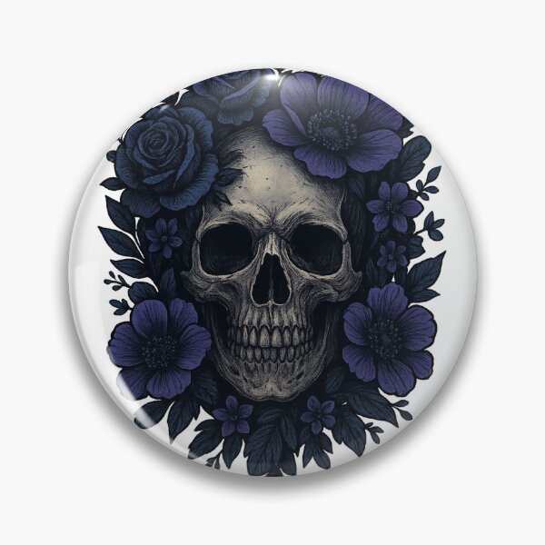 Item preview, Gothic Floral Skull – Dark Wall Art designed and sold by FraktalMoods.