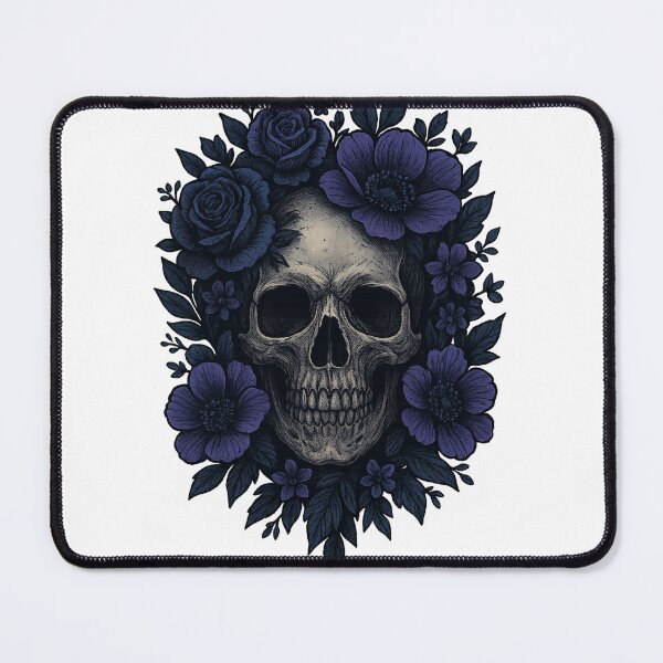 Item preview, Gothic Floral Skull – Dark Wall Art designed and sold by FraktalMoods.