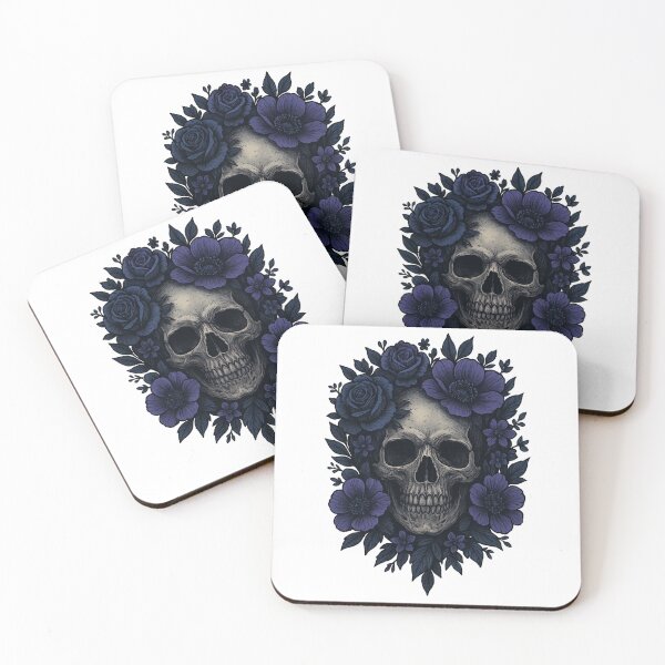 Item preview, Gothic Floral Skull – Dark Wall Art designed and sold by FraktalMoods.