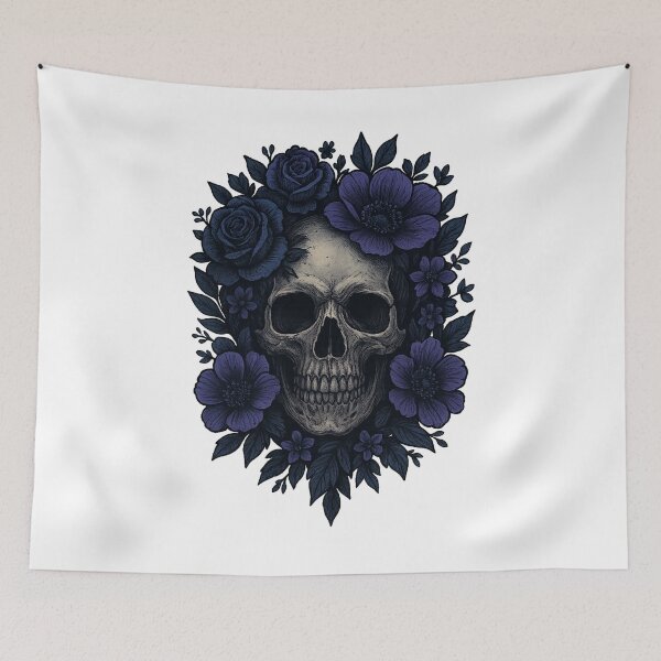 Item preview, Gothic Floral Skull – Dark Wall Art designed and sold by FraktalMoods.