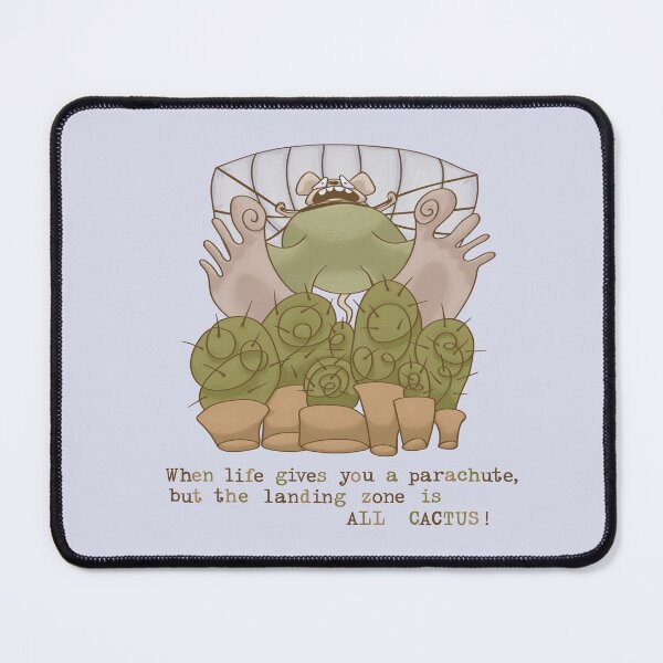 Item preview, Funny Scared Mouse Parachuting to Cacti designed and sold by Pink Writer.