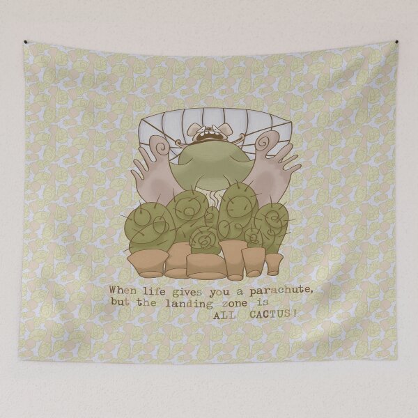 Item preview, Funny Scared Mouse Parachuting to Cacti designed and sold by Pink Writer.
