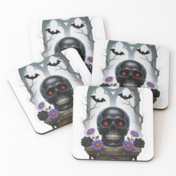 Item preview, Gothic Skull with Flowers – Dark Art Print designed and sold by FraktalMoods.