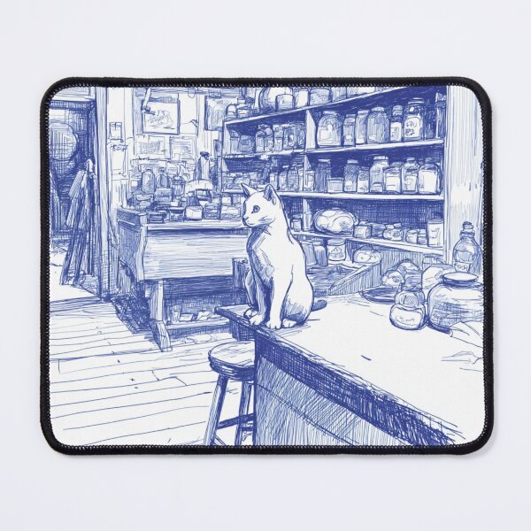 Item preview, The Shopkeeper Cat – Vintage Ink Drawing designed and sold by casualnature.
