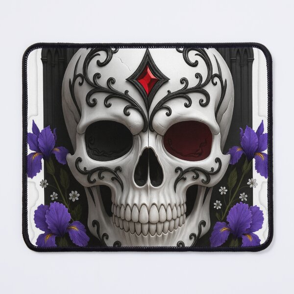 Item preview, Moonlit Skull with Purple Flowers – Dark Elegance designed and sold by FraktalMoods.