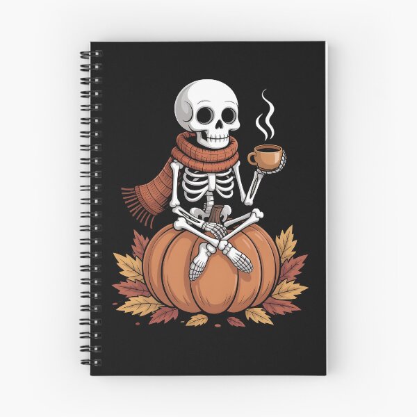 Item preview, Cozy Skeleton with Coffee on Pumpkin – Halloween Fall Vibes designed and sold by zazastore.