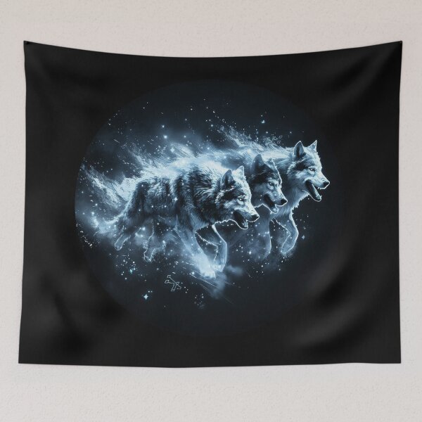 Item preview, Triple Wolves Charging Through a Starfield designed and sold by Daagath.