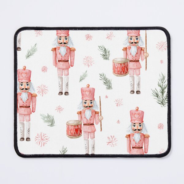 Item preview, Coral Pink White Snowflakes Nutcrackers Watercolor All Over designed and sold by Feeling Artsy.