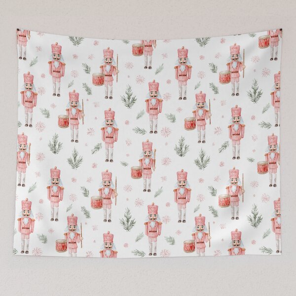 Item preview, Coral Pink White Snowflakes Nutcrackers Watercolor All Over designed and sold by Feeling Artsy.