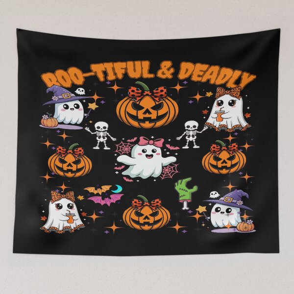 Item preview, Boo-tiful & Deadly | Cute Halloween Ghosts, Pumpkins & Skeletons T-Shirt designed and sold by DZ Loumatti.