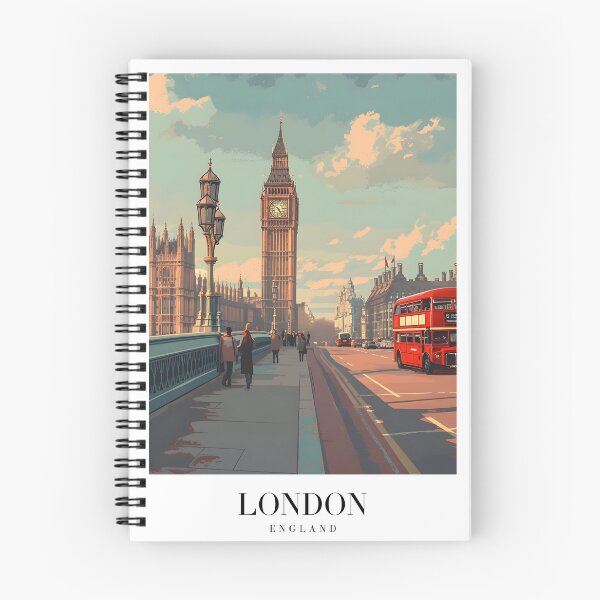 Item preview, London Big Ben and Red Bus Vintage Art – London England Travel Poster designed and sold by sticky10.
