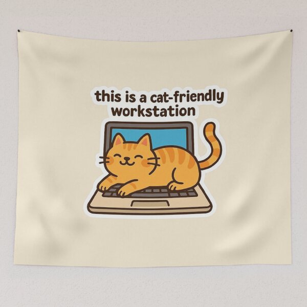 Item preview, Cat Friendly Workstation - Laptop Cat Design designed and sold by MiLaKK.