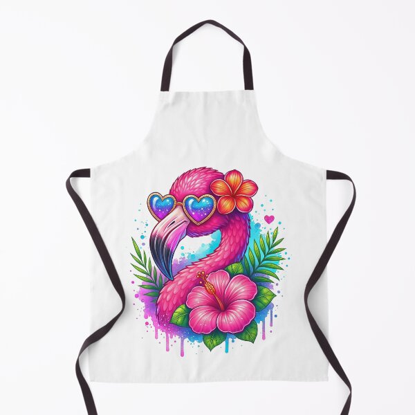 Artikelvorschau, Niedlicher rosa Flamingo mit Herzbrille und tropischen Blumen entworfen und verkauft von ArtfulWeave.