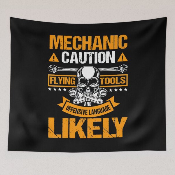 Item preview, Mechanic Caution Flying Tools, Mechanics, Car Lover Gift, Auto Mechanic Design, Car Mechanics, Technician Graphic, Grease Monkey designed and sold by DoodleUrban.