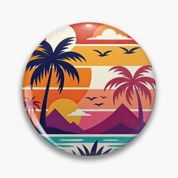 Item preview, Tropical Sunset with Palm Trees and Ocean Illustration designed and sold by ArtfulWeave.