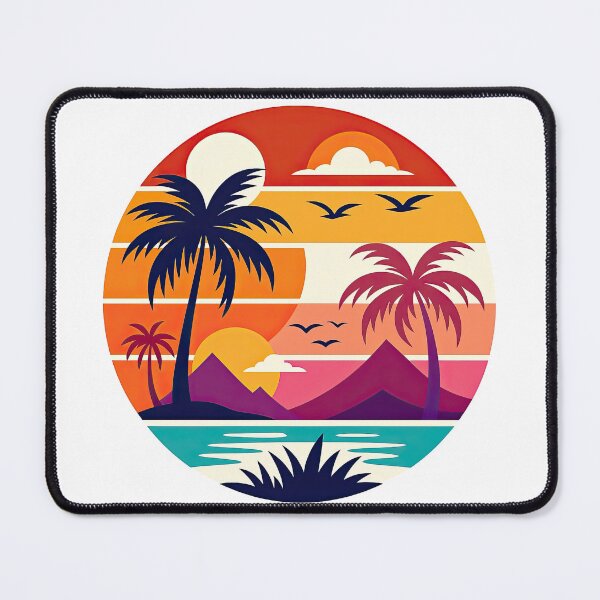 Item preview, Tropical Sunset with Palm Trees and Ocean Illustration designed and sold by ArtfulWeave.