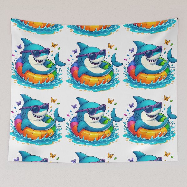Item preview, Cool Cartoon Shark in Float Ring with Sunglasses designed and sold by ArtfulWeave.