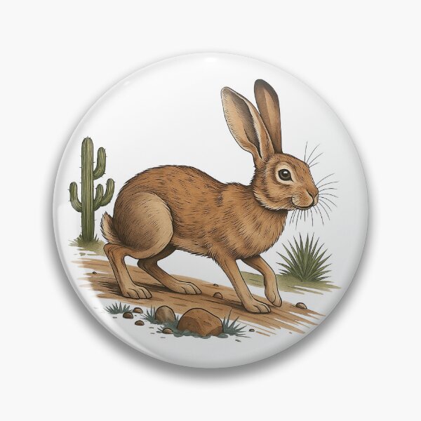 Item preview, Desert Jackrabbit Illustration with Cactus Landscape designed and sold by ArtfulWeave.