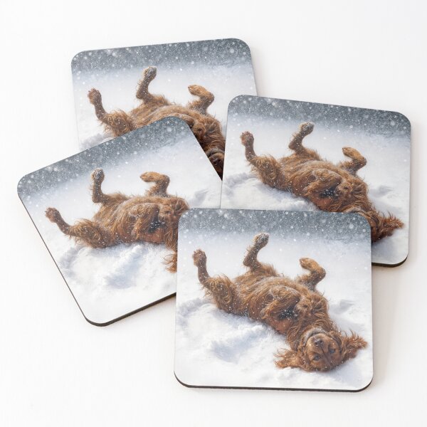 Item preview, Irish Setter Creating a Snow Angel In Fresh Snowfall designed and sold by Maria Dryfhout.