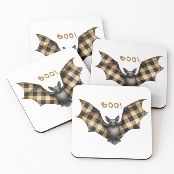 Item preview, Watercolor bat with checkered wings Halloween art designed and sold by olenapetol.