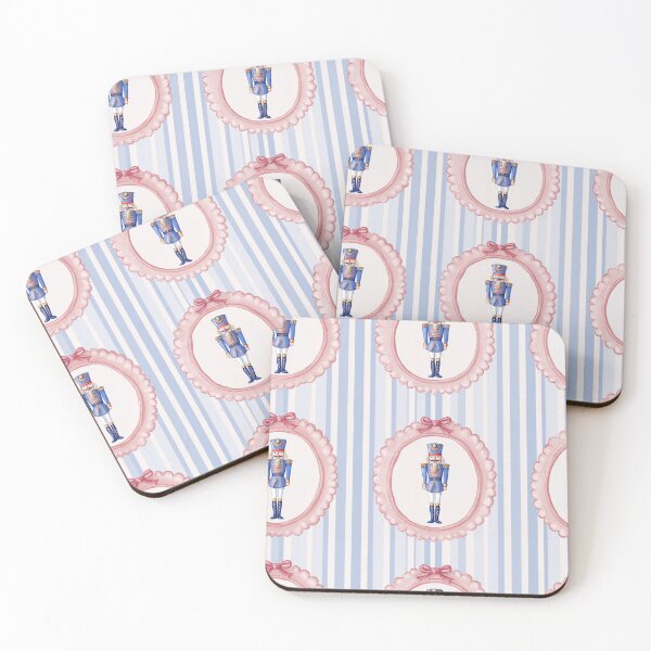 Item preview, Blue Pink White Nutcracker Frames Stripes Watercolor All Over designed and sold by Feeling Artsy.
