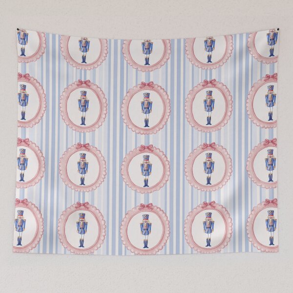 Item preview, Blue Pink White Nutcracker Frames Stripes Watercolor All Over designed and sold by Feeling Artsy.