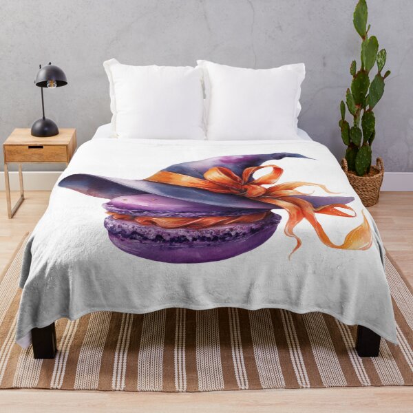 Item preview, Purple macaron with witch hat watercolor Illustration designed and sold by olenapetol.