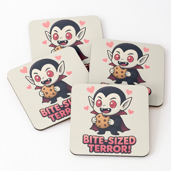 Item preview, Bite-Sized Terror Cute Vampire Eating Cookie Funny Halloween Design designed and sold by Dantin.
