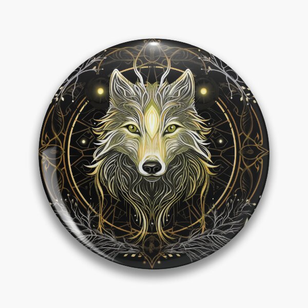 Item preview, Luminous Golden Wolf Within Sacred Mandala designed and sold by Daagath.
