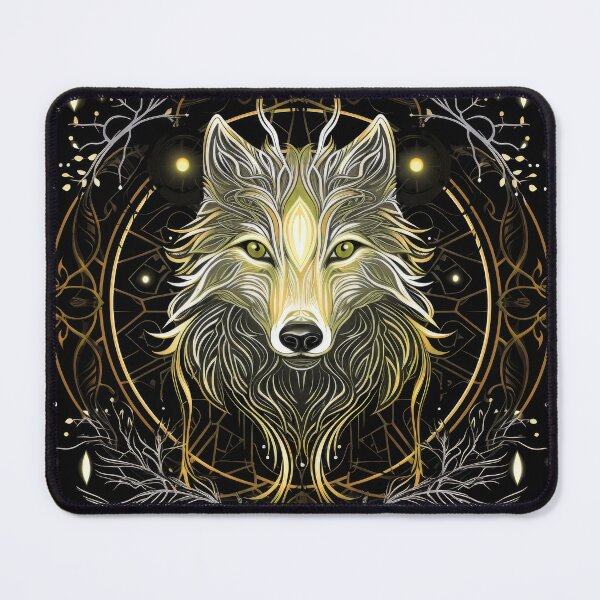 Item preview, Luminous Golden Wolf Within Sacred Mandala designed and sold by Daagath.