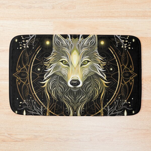 Item preview, Luminous Golden Wolf Within Sacred Mandala designed and sold by Daagath.