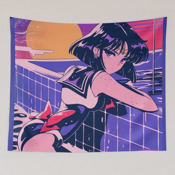 Item preview, Sailor Saturn Retro wave Pool day  designed and sold by AnimeArsenalPrints.