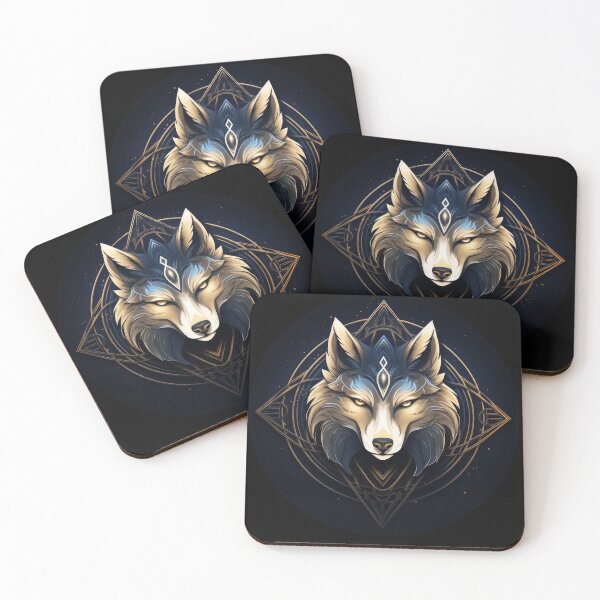 Item preview, Mystic Wolf Head Framed by Sacred Geometry designed and sold by Daagath.