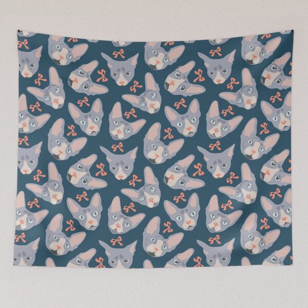 Item preview, Cute sphinx cat faces and bows - pattern designed and sold by Deepness2023.