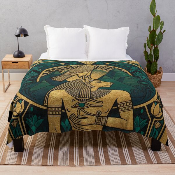 Item preview, Lion-Headed God Profile with Horus Falcon | Egyptian Revival Art Deco Nouveau | Luxury Gallery Art Print designed and sold by Vintage Poster Gallery.
