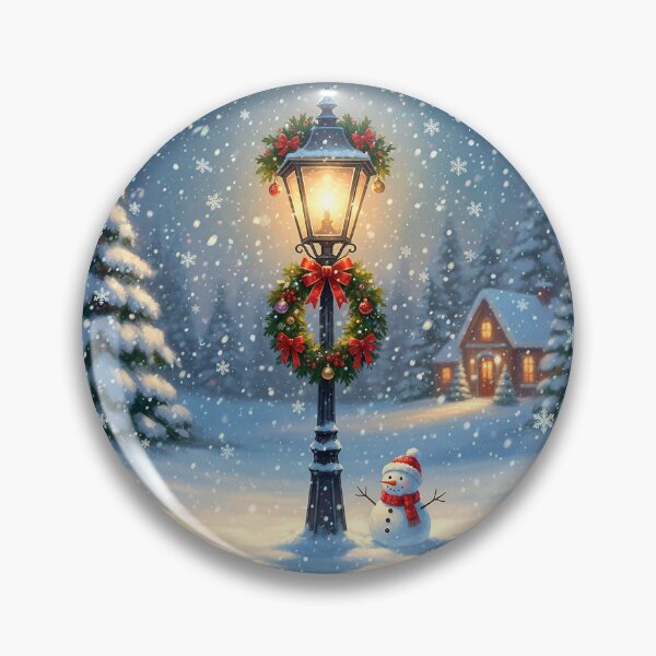 Item preview, Snowy Christmas Night – Cozy Winter Lamp Post & Snowman Scene designed and sold by Iras-Art-Corner.