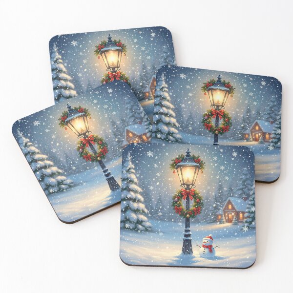 Item preview, Snowy Christmas Night – Cozy Winter Lamp Post & Snowman Scene designed and sold by Iras-Art-Corner.
