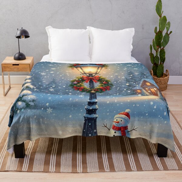 Item preview, Snowy Christmas Night – Cozy Winter Lamp Post & Snowman Scene designed and sold by Iras-Art-Corner.