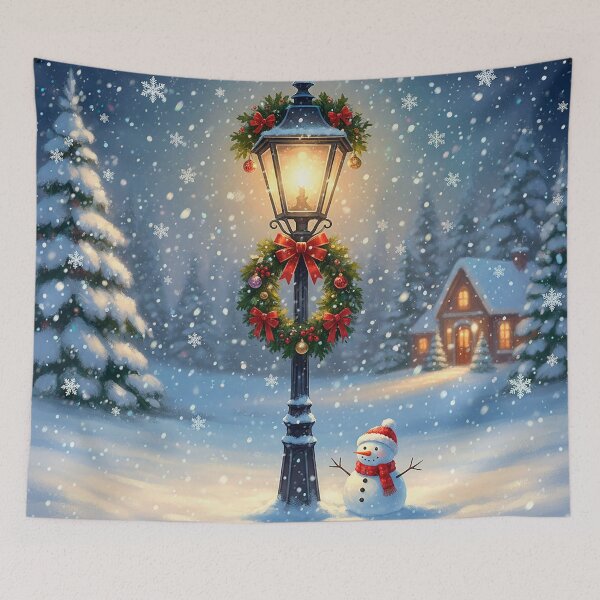 Item preview, Snowy Christmas Night – Cozy Winter Lamp Post & Snowman Scene designed and sold by Iras-Art-Corner.