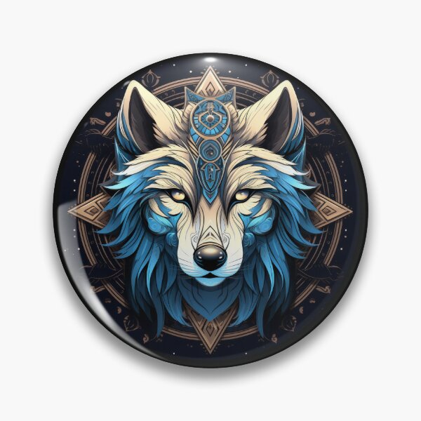 Item preview, Celestial Blue Wolf with Ornate Tribal Crown designed and sold by Daagath.