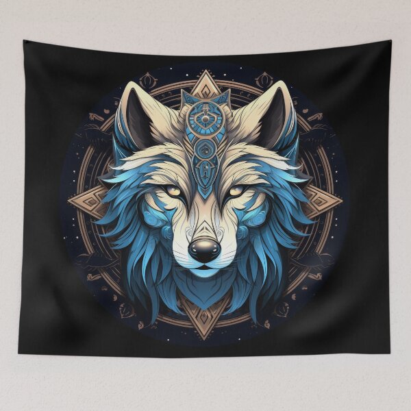 Item preview, Celestial Blue Wolf with Ornate Tribal Crown designed and sold by Daagath.