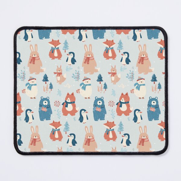 Item preview, Cozy Winter Animals Pattern – Cute Fox, Bear, Rabbit & Penguin in Scarves Christmas Design designed and sold by Moss and Moon Studio.