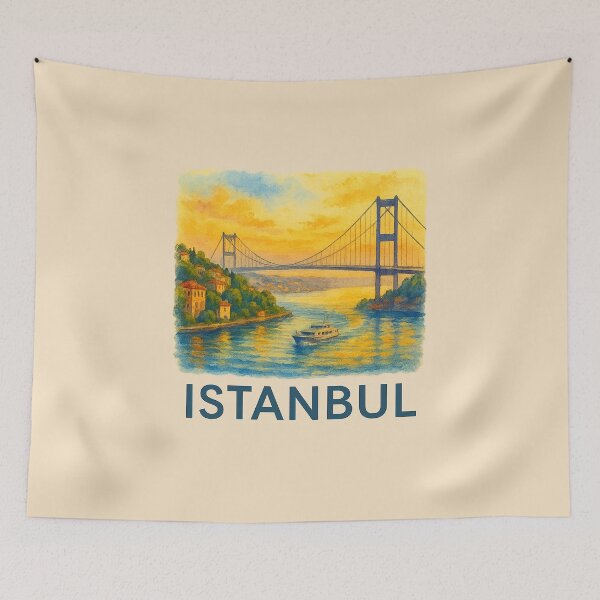 Item preview, Istanbul Bosphorus Watercolor Poster designed and sold by Bratak.