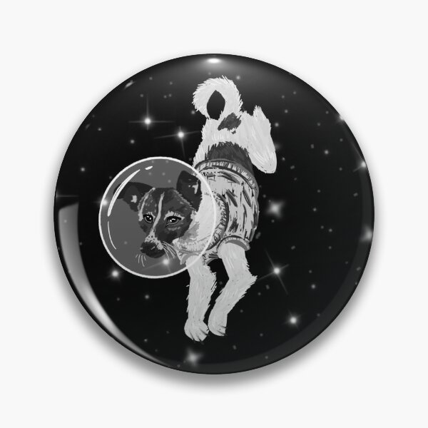 Item preview, Laika Space Dog Astronaut Cosmonaut Sputnik Stars Galaxy Astronomy Science Lonely Traveler   designed and sold by pinkpawsdraws.