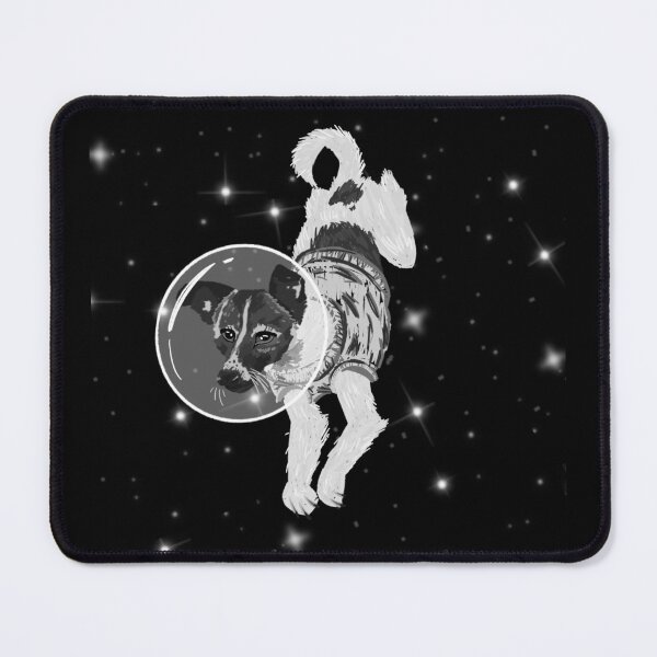 Item preview, Laika Space Dog Astronaut Cosmonaut Sputnik Stars Galaxy Astronomy Science Lonely Traveler designed and sold by pinkpawsdraws.