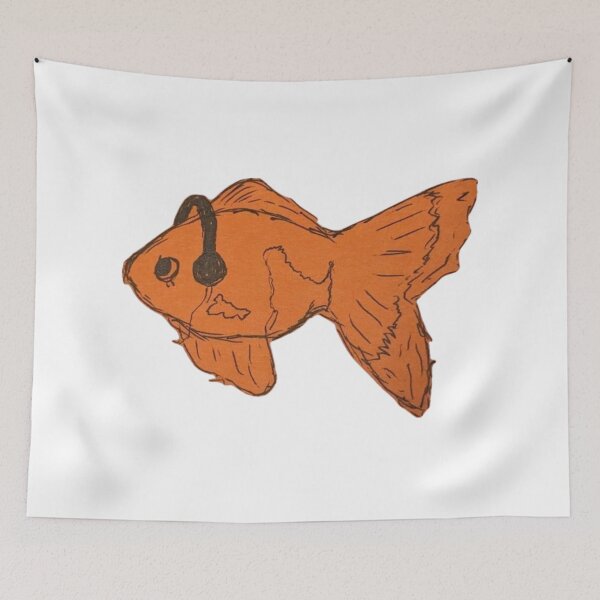 Item preview, fish with headphones designed and sold by DhriegoStudio.