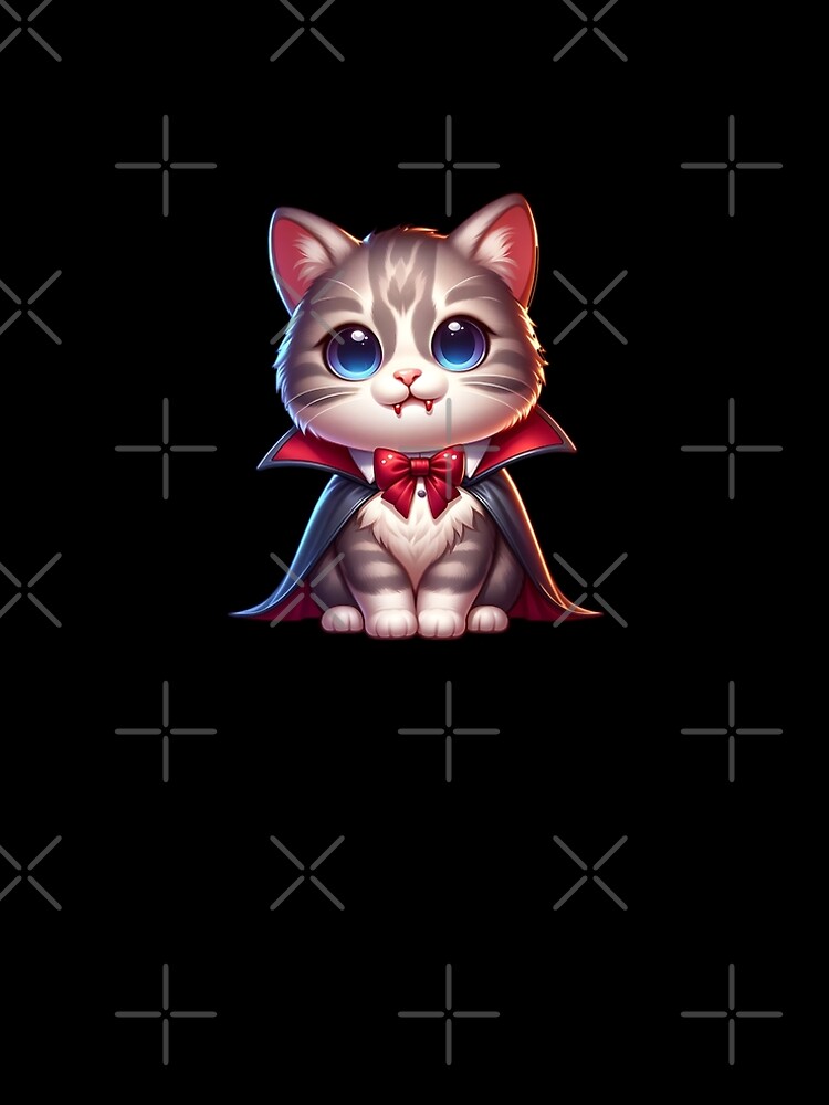 Aperçu 5 sur 5. Robe trapèze avec l'œuvre Chat vampire mignon créée et vendue par ReneMM.