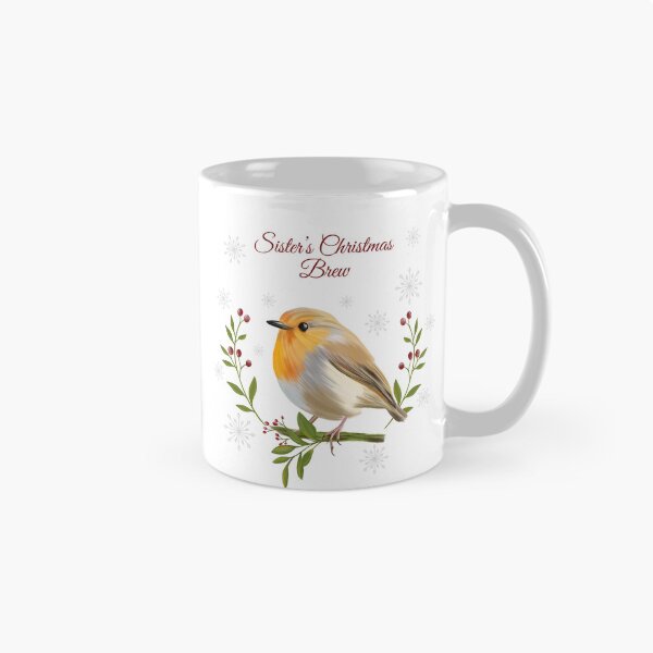 Item preview, Sister’s Christmas Brew – Festive Robin Mug by Fezzyboo designed and sold by Fezzyboo.